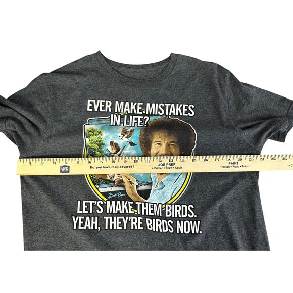 Bob Ross Tee T-Shirt Size Large Mens Printed Grey Short Sleeve Birds - Picture 3 of 5